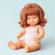 Papusa Fetita roscata in salopeta roz, 38 cm, Miniland 732198