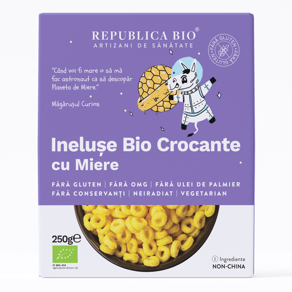 Ineluse Bio crocante cu miere, 250 g, Republica Bio