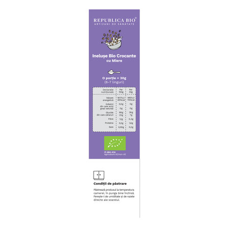 Ineluse Bio crocante cu miere, 250 g, Republica Bio 745019