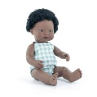 Papusa Baiat African in salopeta My Friends & Me, 38 cm, 10 luni+, Miniland