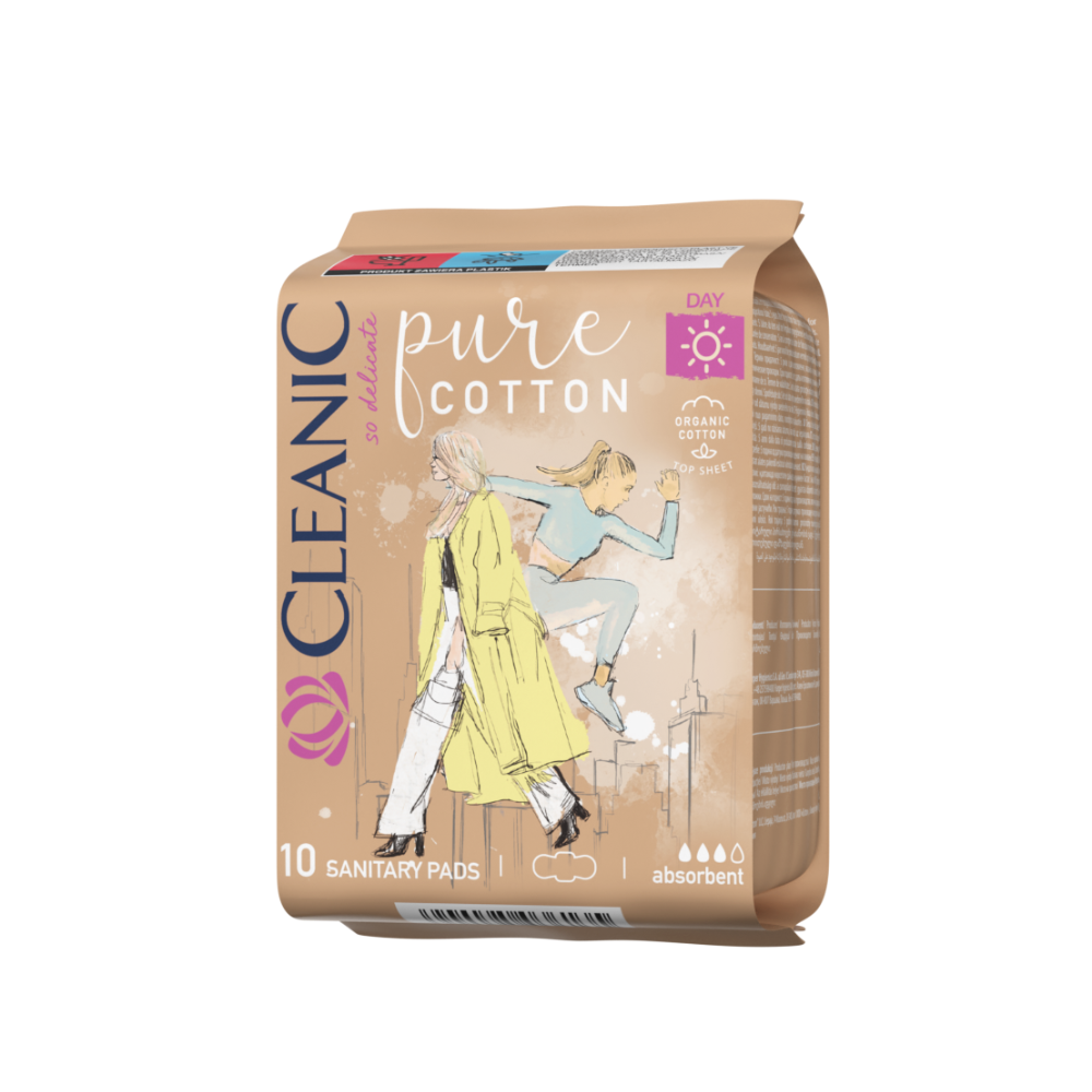 Absorbante de zi din bumbac organic Pure Cotton, 10 bucati, Cleanic