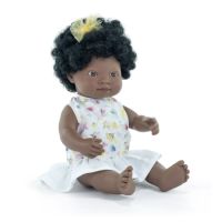 Papusa Fetita Africana in rochita My Friends & Me, 38 cm, 10 luni+, Miniland