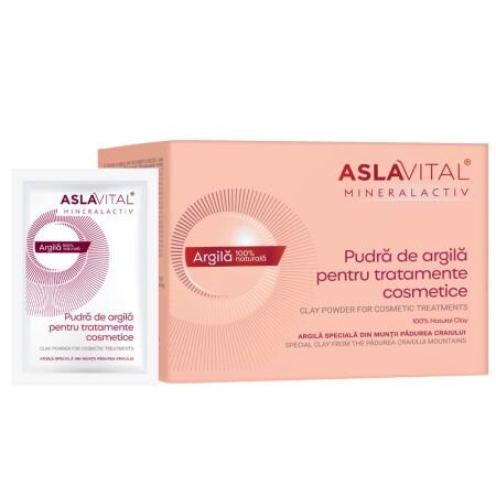 Pudra de argila pentru tratamente cosmetice MineralActiv, 10 plicuri x 20 gr, Aslavital 728565