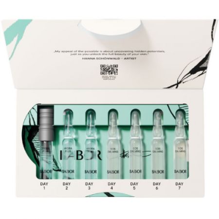 Set fiole cu acid hialuronic, aloe vera si pro-vitamina B5 Hydra Sensitive, 7 fiole x 2 ml, Babor 728573