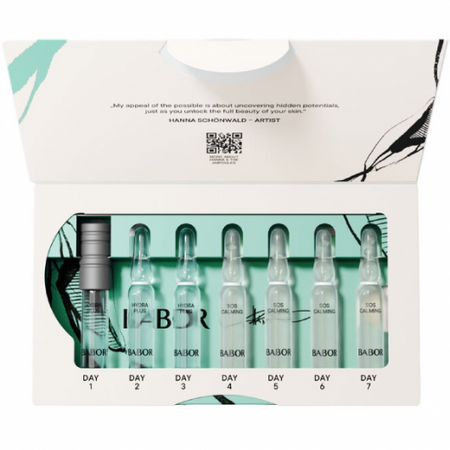 Set fiole cu acid hialuronic, aloe vera si pro-vitamina B5 Hydra Sensitive, 7 fiole x 2 ml, Babor 728573