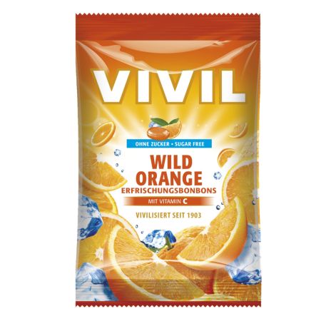 Bomboane fara zahar cu portocala amara si vitamina c, 60 g, Vivil