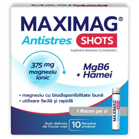 MaxiMag Antistres Shots, 10 fiole, Zdrovit