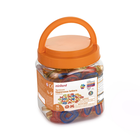 Set educativ STEM cu 76 litere mari translucide, 3 ani+, Miniland 728632