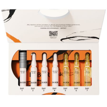 Set fiole cu retinol si vitamina B3 Vitamin Glow, 7 fiole x 2 ml, Babor 728638