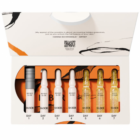 Set fiole cu retinol si vitamina B3 Vitamin Glow, 7 fiole x 2 ml, Babor 728638