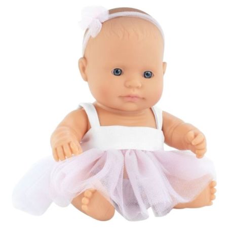 Papusa bebelus fetita caucaziana cu rochita roz My Friends & Me, 21 cm, Miniland