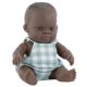 Papusa bebelus baiat african cu salopeta pepit My Friends & Me, 21 cm, 10 luni+, Miniland 728673