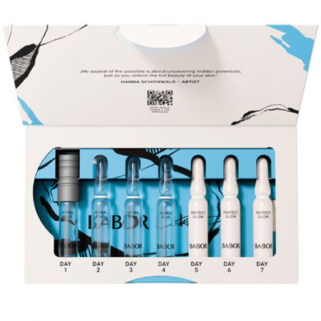 Set fiole cu acid hialuronic si pro vitamina B5 Hydra Glow, 7 fiole x 2 ml, Babor 728699