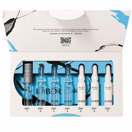 Set fiole cu acid hialuronic si pro vitamina B5 Hydra Glow, 7 fiole x 2 ml, Babor 728699