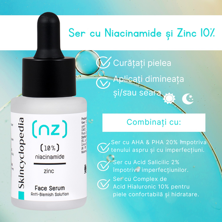 Serum de fata Niacinamida 10% + Zinc 1% NZ, 30 ml, Skincyclopedia 728772