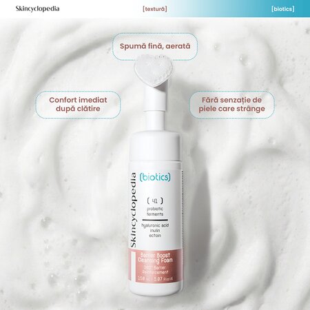 Spuma pentru curatarea fetei cu probiotice, ectoina si inulina Biotics, 150 ml, Skincyclopedia 758137
