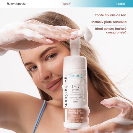 Spuma pentru curatarea fetei cu probiotice, ectoina si inulina Biotics, 150 ml, Skincyclopedia 758138