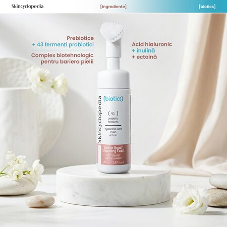 Spuma pentru curatarea fetei cu probiotice, ectoina si inulina Biotics, 150 ml, Skincyclopedia 758140