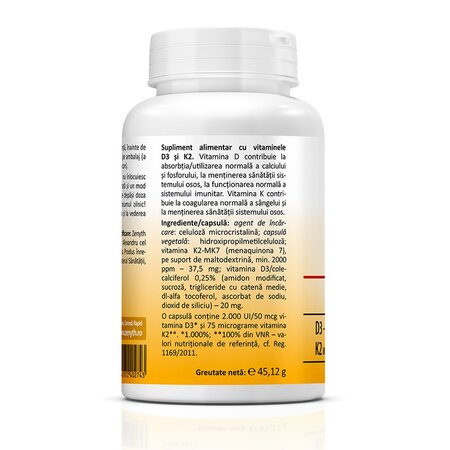 Vitamin D3 + K2, 120 capsule, Zenyth 773635