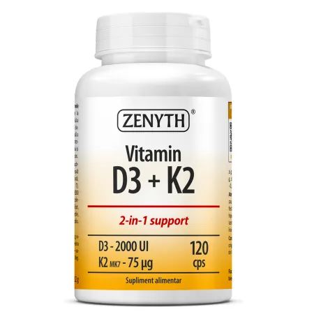 Vitamin D3 + K2, 120 capsule, Zenyth
