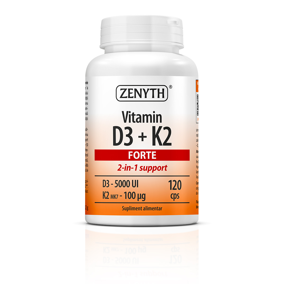 Vitamina D3+K2 Forte, 120 capsule, Zenyth