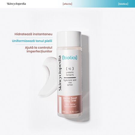Toner hidratant cu probiotice, acid hialuronic, extract de orez si ectoina Biotics, 200 ml, Skincyclopedia 758148