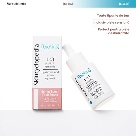 Ser facial hidratant cu probiotice, acid hialuronic, ectoina si squalene Biotics, 30 ml, Skincyclopedia 758161