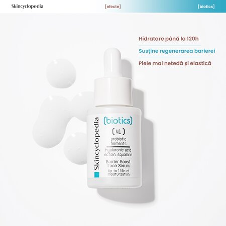 Ser facial hidratant cu probiotice, acid hialuronic, ectoina si squalene Biotics, 30 ml, Skincyclopedia 758162