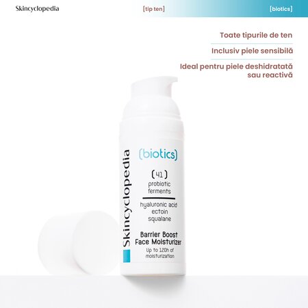 Crema de fata hidratanta cu probiotice, acid hialuronic, ectoina si squalane Biotics, 50 ml, Skincyclopedia 758169