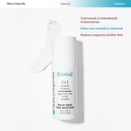 Crema de fata hidratanta cu probiotice, acid hialuronic, ectoina si squalane Biotics, 50 ml, Skincyclopedia 758170