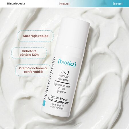 Crema de fata hidratanta cu probiotice, acid hialuronic, ectoina si squalane Biotics, 50 ml, Skincyclopedia 758168