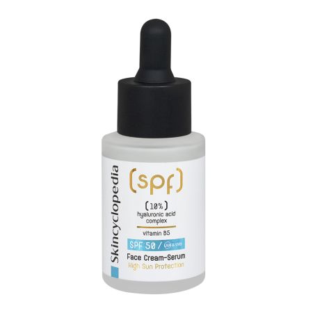 Crema-serum hidratanta SPF 50 cu Acid Hialuronic si Vitamina B5,, 30 ml, Skincyclopedia