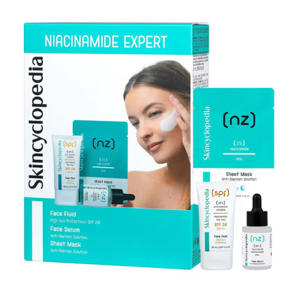 Set ingrijire pentru tenul fara imperfectiuni, Niacinamide Expert, 3x50 g, Skincyclopedia