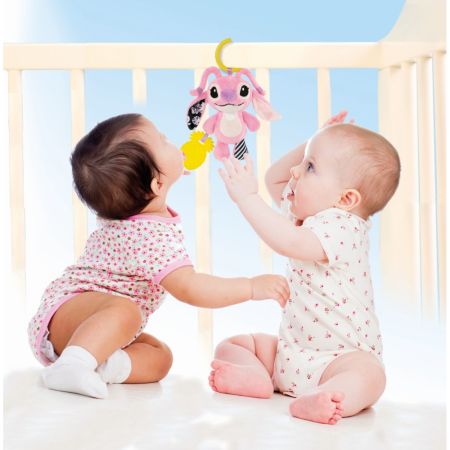 Jucarie plus senzoriala cu zornaitoare Stitch Angel Disney, Roz, 3 luni+, Clementoni 728992