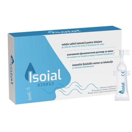 Solutie salina pentru nas infundat Isoial, 15 flacoane x 5 ml, Naturpharma