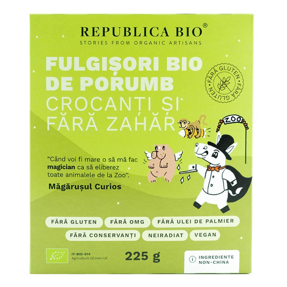 Fulgisori Bio de porumb crocanti si fara zahar, 225 g, Republica Bio