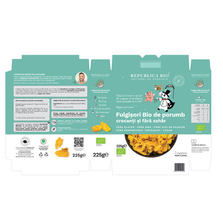 Fulgisori Bio de porumb crocanti si fara zahar, 225 g, Republica Bio 795489
