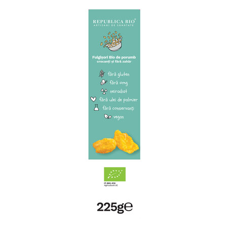 Fulgisori Bio de porumb crocanti si fara zahar, 225 g, Republica Bio 795486