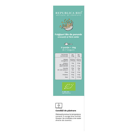 Fulgisori Bio de porumb crocanti si fara zahar, 225 g, Republica Bio 795488