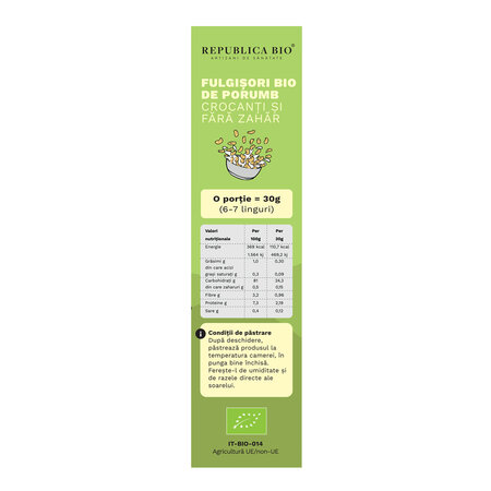Fulgisori Bio de porumb crocanti si fara zahar, 225 g, Republica Bio 763163
