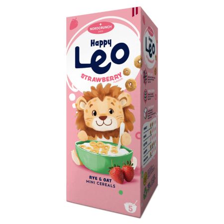 Cereale Bio din secara si ovaz cu capsuni, 150 g, Happy Leo