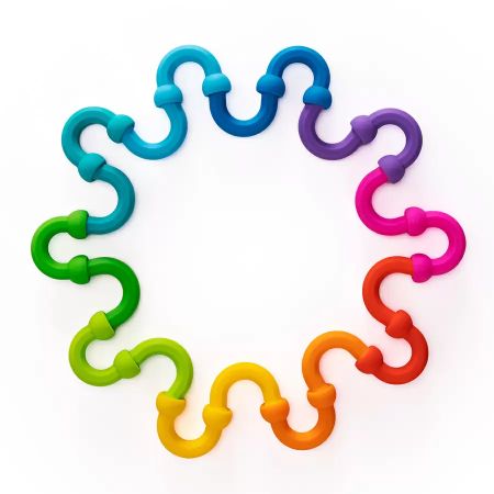 Set de constructie creativa cu elemente flexibile din silicon, +3 ani, Plip Links, Fat Brain