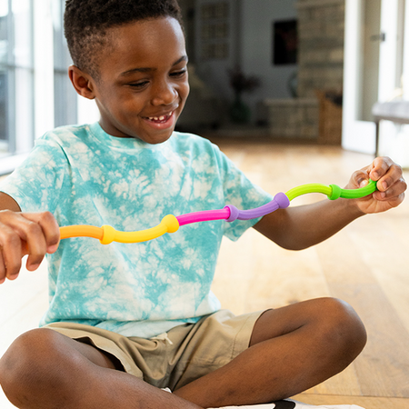 Set de constructie creativa cu elemente flexibile din silicon, Plip Links, +3 ani, Fat Brain 729278
