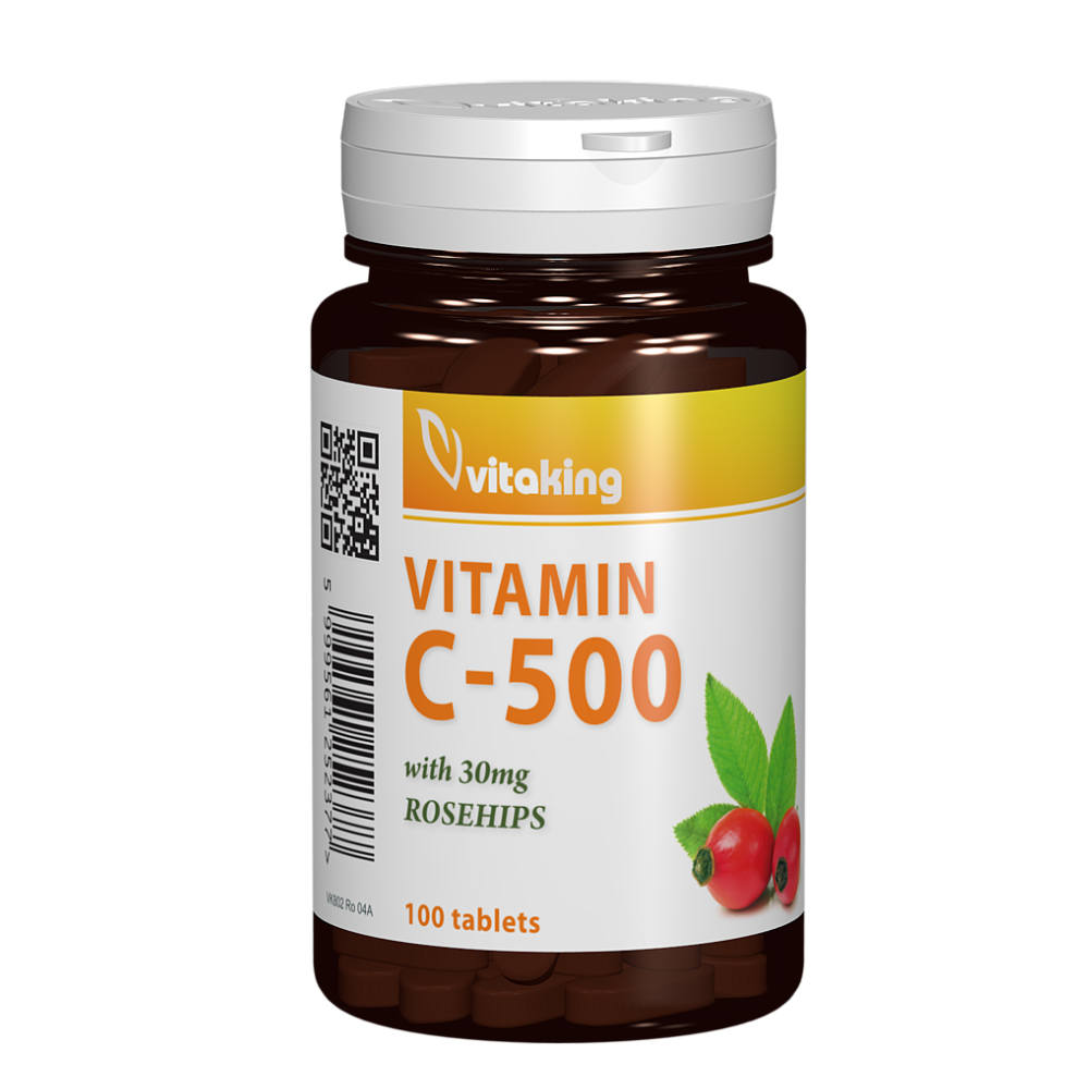Vitamina C cu macese 500 mg, 100 comprimate, Vitaking