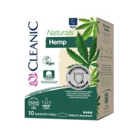 Absorbante de noapte din bumbac si canepa Naturals, 10 bucati, Cleanic