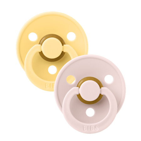 Set 2 suzete cu tetina rotunda, Pale Butter/Petal, 0 luni+, Bibs 729875