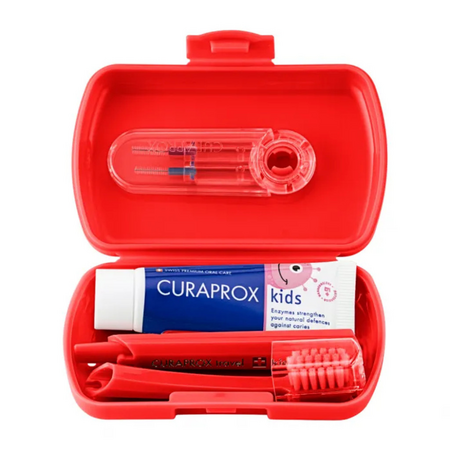 Set de calatorie pentru copii, Red, Curaprox 729886