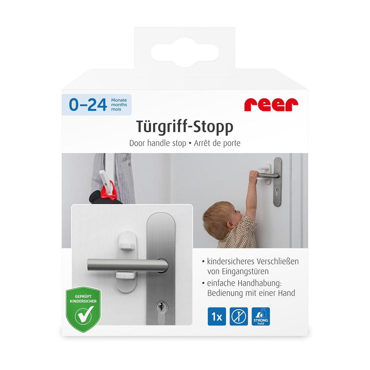 Opritor pentru clanta usii fara gaurire, Alb, 0-24 luni, Reer