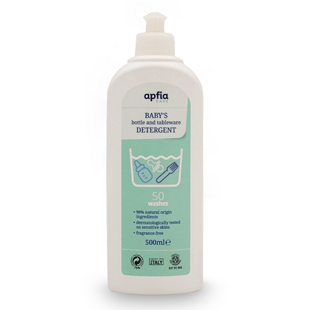 Detergent lichid pentru biberoane si vesela Natural, 50 spalari, 500 ml, Apfia Care
