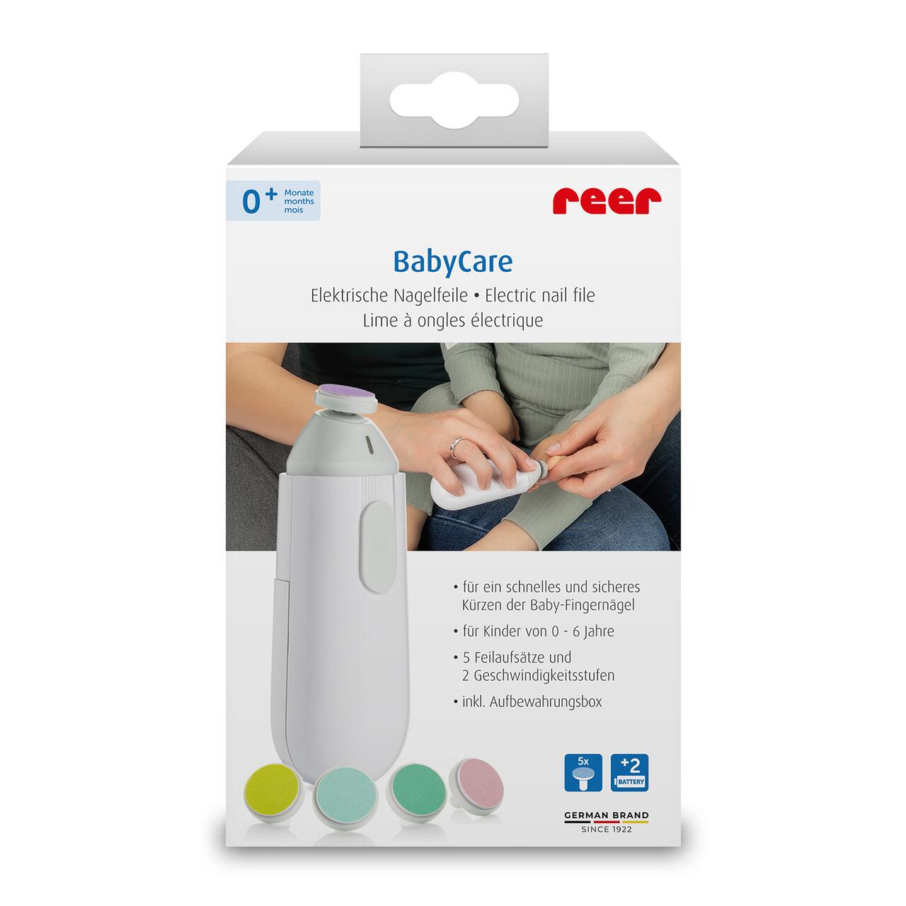 Pila electrica de unghii pentru copii si bebelusi, + 0 luni, 5 pile diferite, Reer